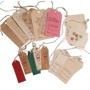 Set of 20 Handmade Christmas Gift Tags